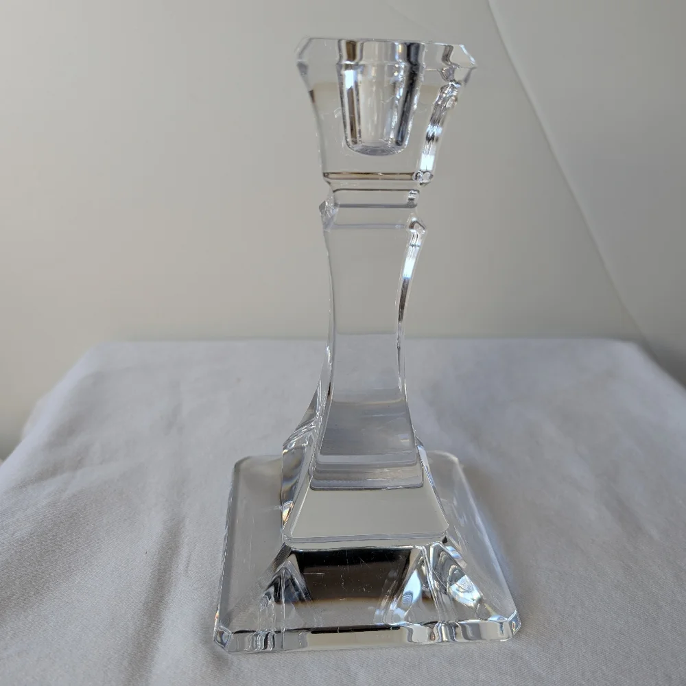 Tiffany & Co Crystal Single Light Square Base Candlestick Holder Discontinued